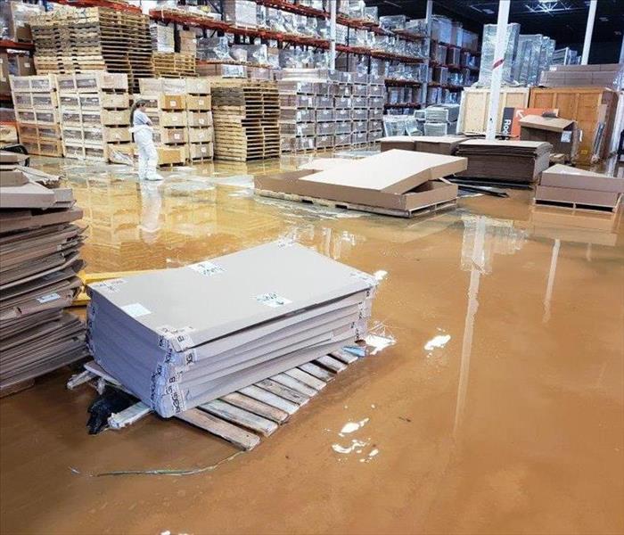 Flooded warehouse due to heavy rains